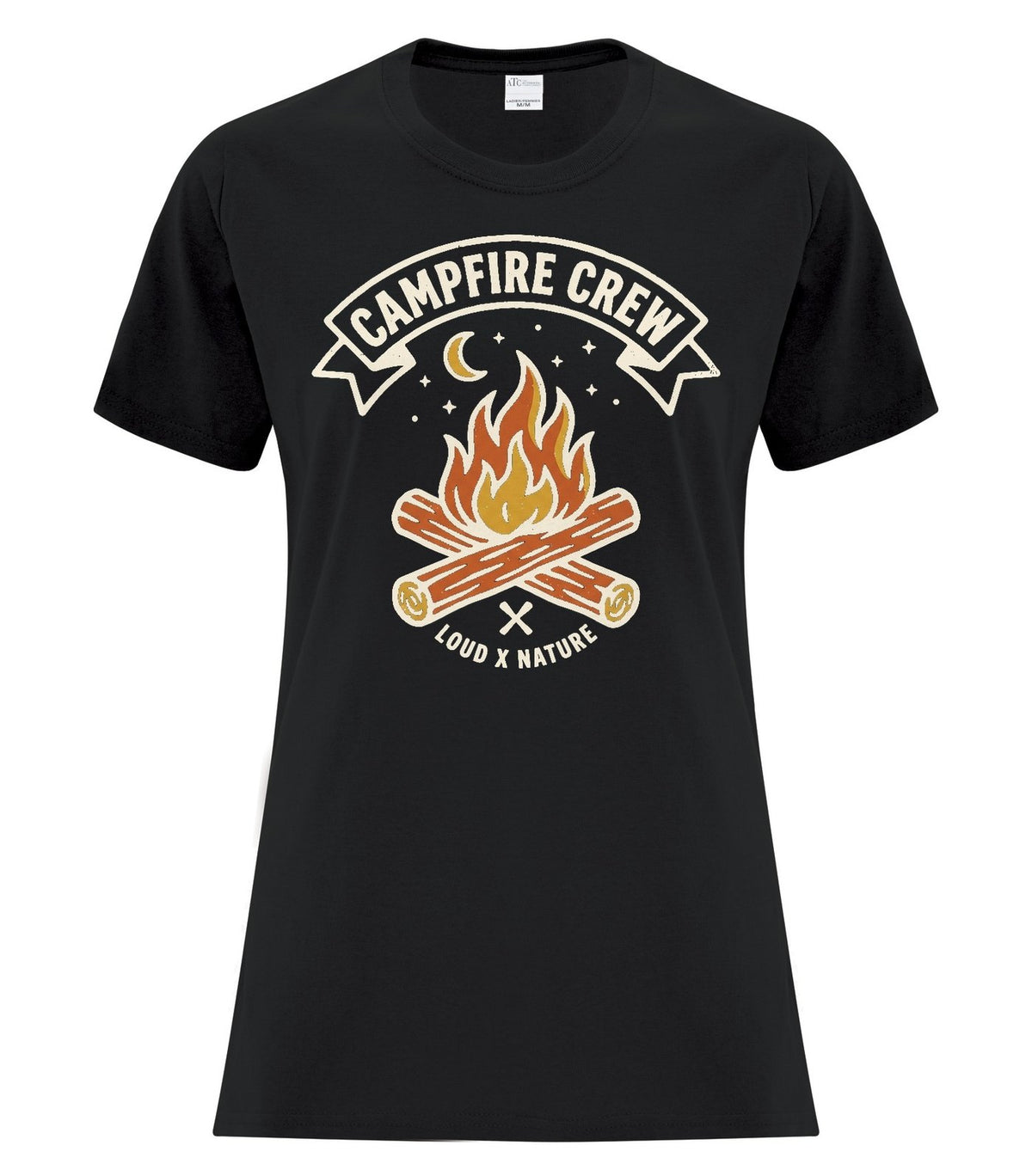 Campfire Crew Ladies Tee — Black