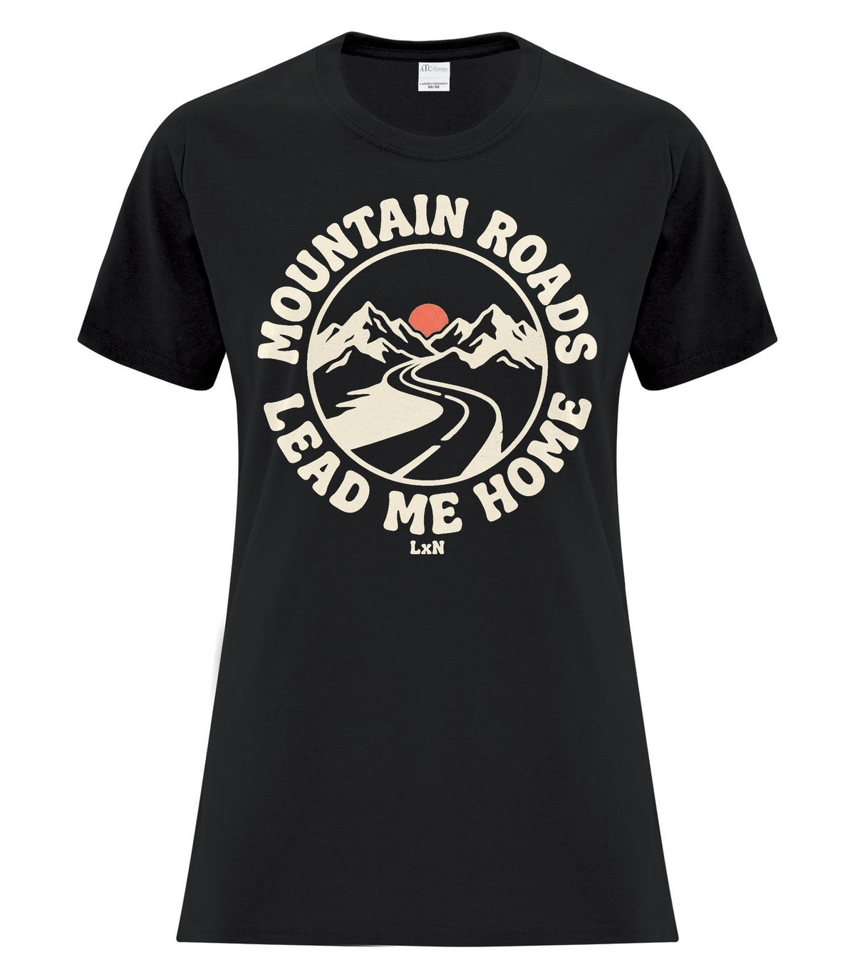 Mountain Roads Ladies Tee — Black