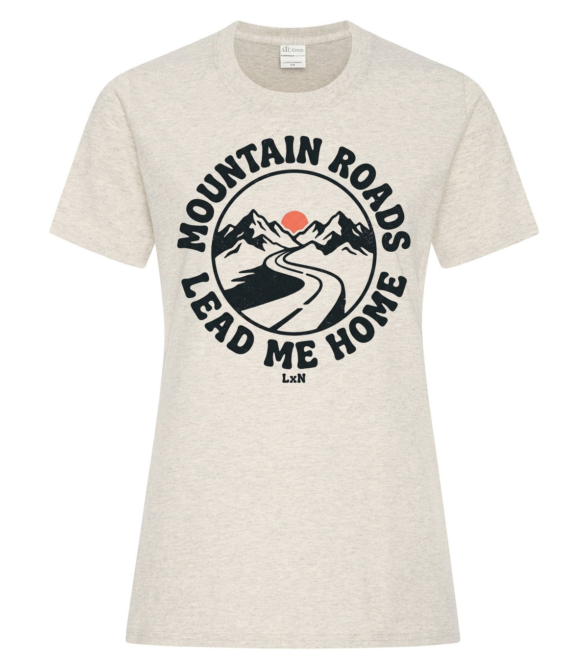 Mountain Roads Ladies Tee — Oatmeal Heather
