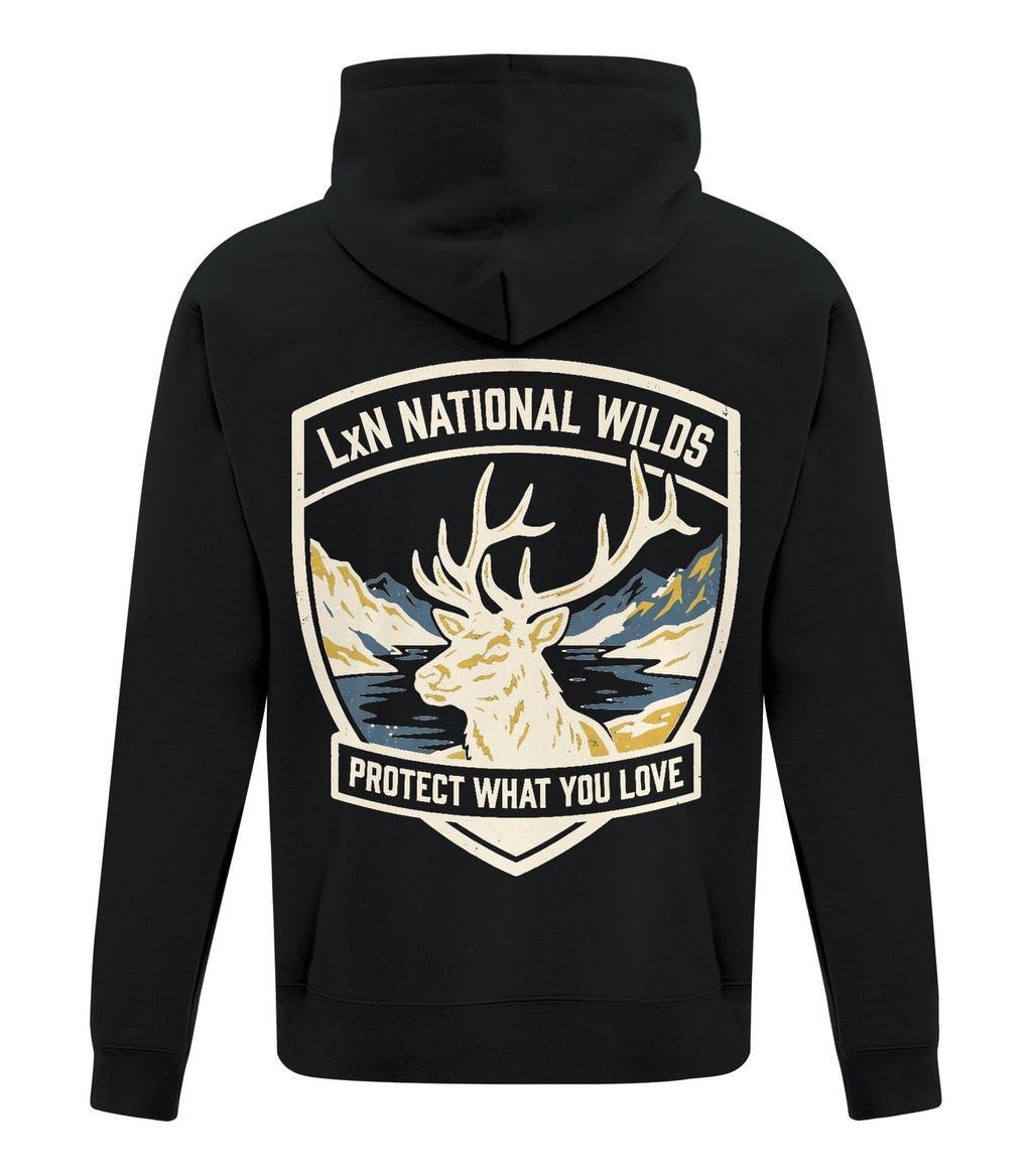 National Wilds Zip Hoodie — Black (back)