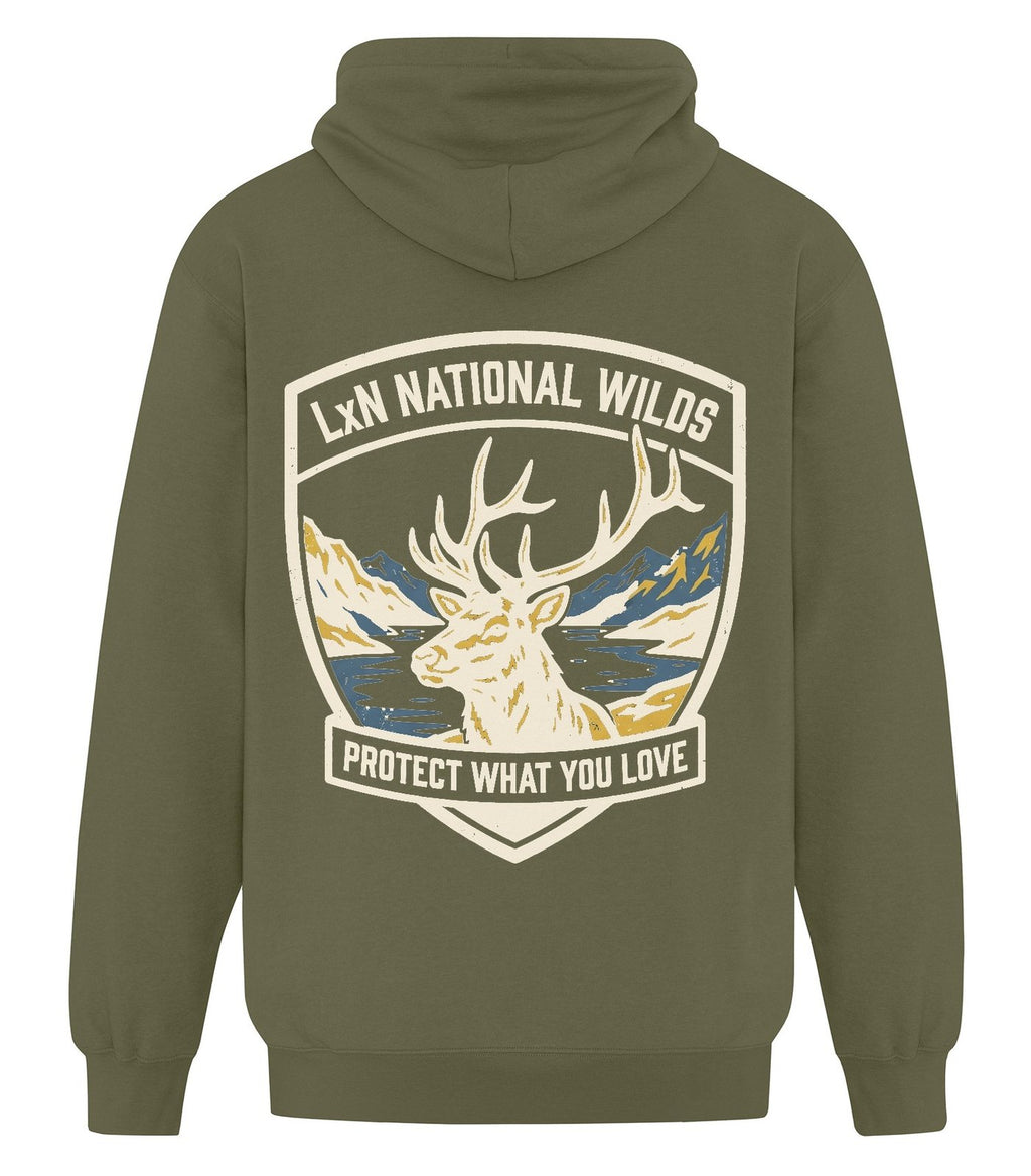 National Wilds Zip Hoodie — Military Green (back)