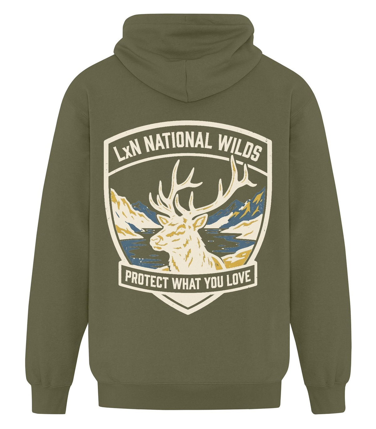 National Wilds Zip Hoodie — Military Green (back)