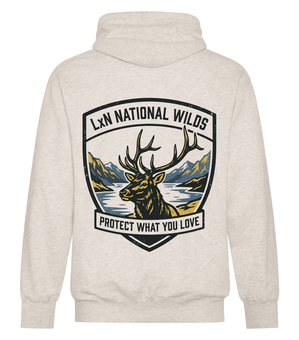 National Wilds Zip Hoodie — Oatmeal Heather (back)