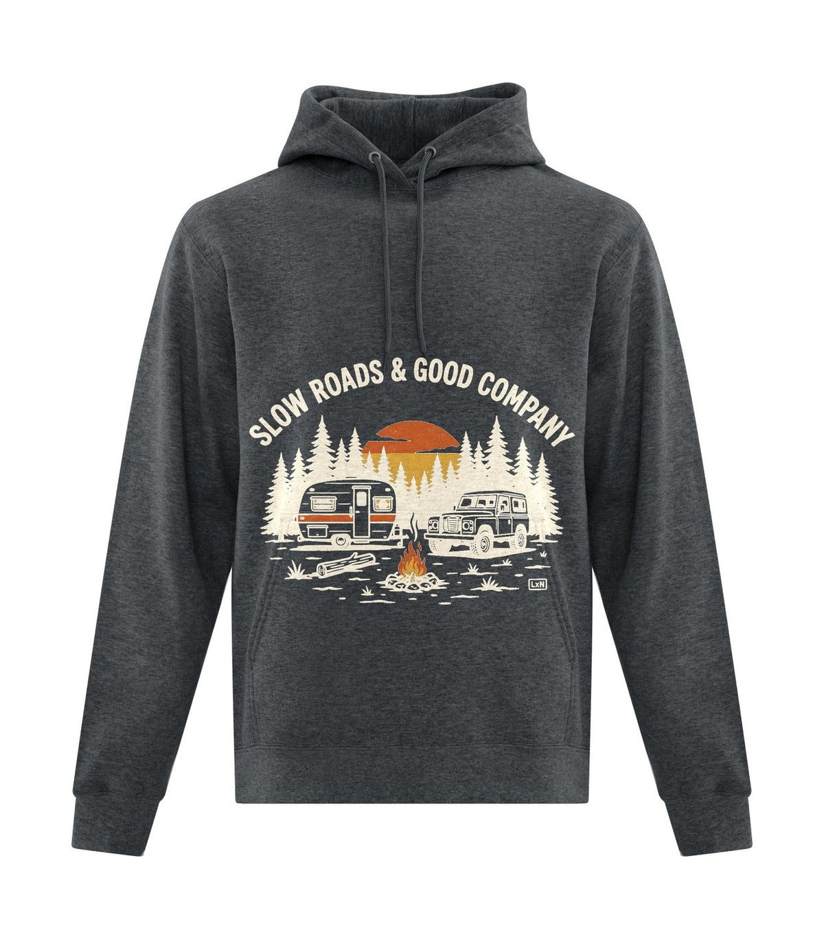 Slow Roads Hoodie — Dark Heather Grey