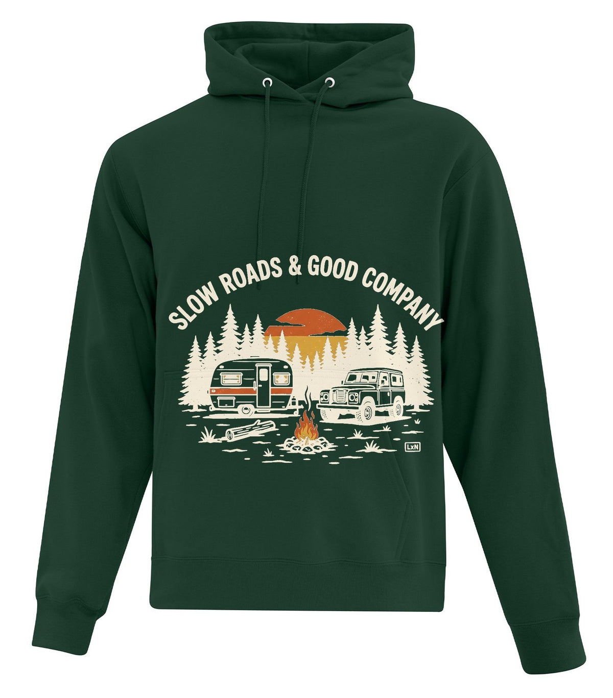 Slow Roads Hoodie — Forest Green