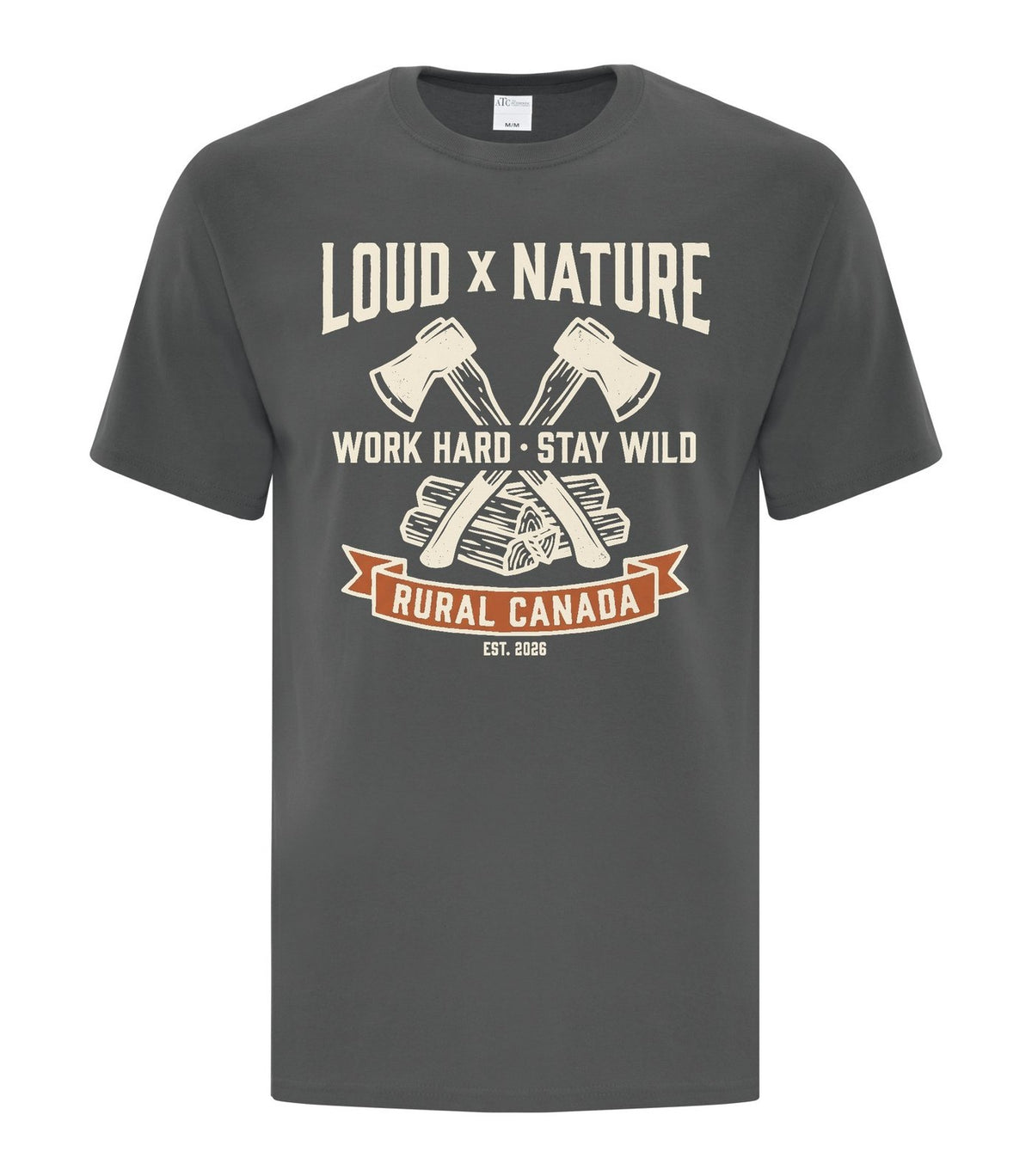 Work Hard Stay Wild Tee — Charcoal
