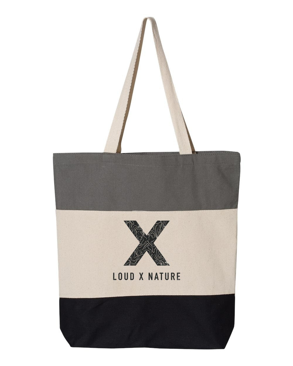 Topo X Canvas Tote — Black & Grey