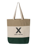 Topo X Canvas Tote — Forest & Khaki
