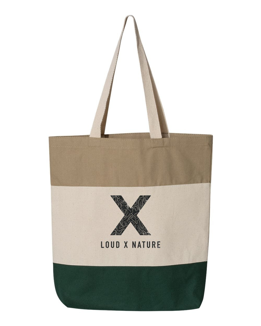 Topo X Canvas Tote — Forest & Khaki