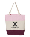 Topo X Canvas Tote — Maroon & Pink