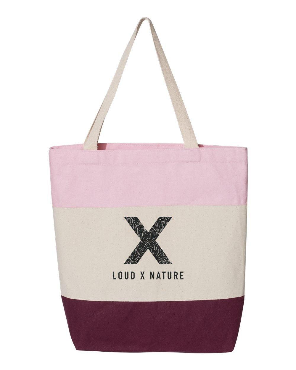 Topo X Canvas Tote — Maroon & Pink