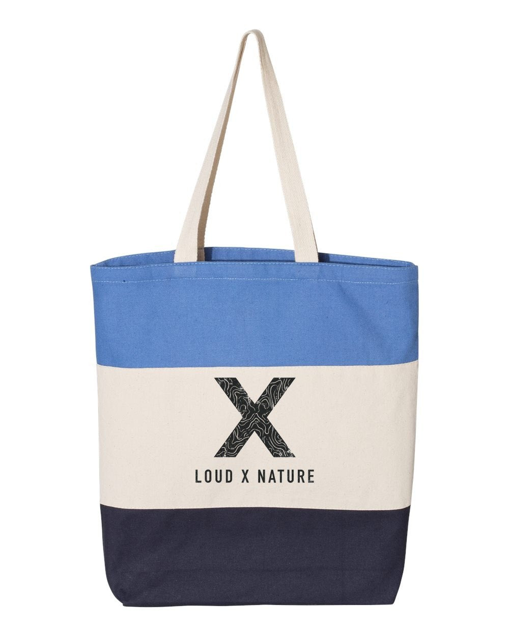 Topo X Canvas Tote — Navy & Blue